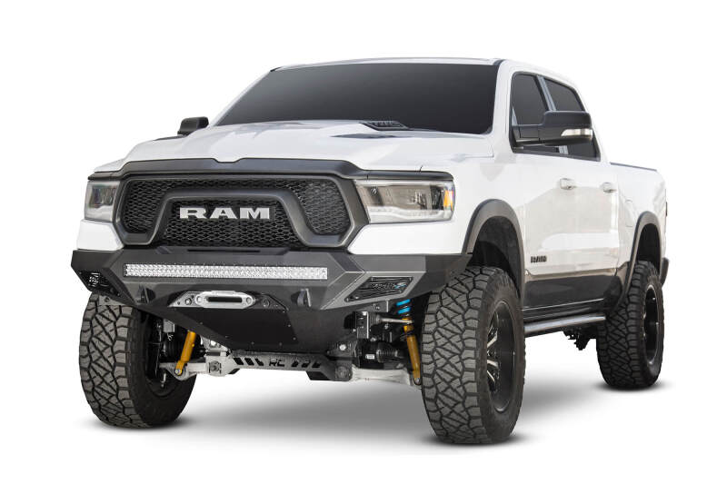 Ram Rebel 1500 Bumper - Front - Addictive Desert Designs - Stealth Fighter - Hammer Black with Satin Black panels - `19-`27